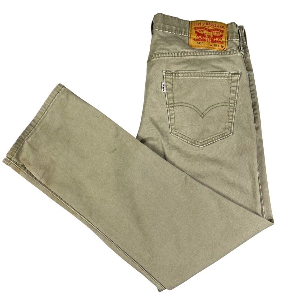 Levis 541 Athletic Taper Pants Mens 30x30 Khaki Tan Stretch Chino Twill 541-0196